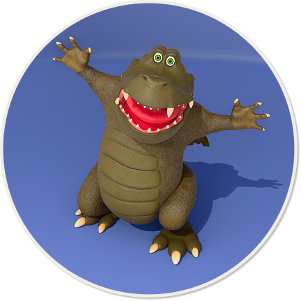 3D illustration of North Stardust's dinosaur mascot character